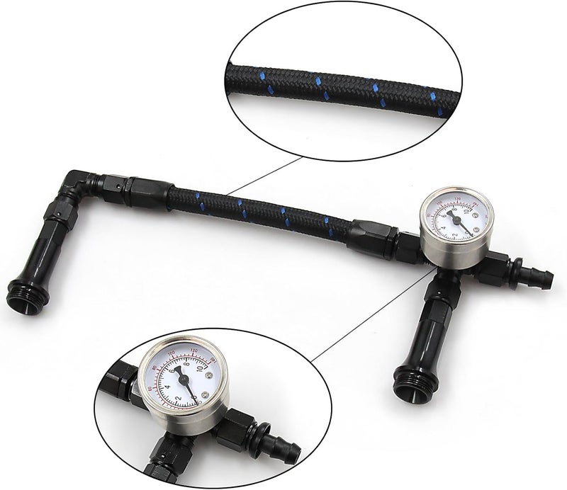 LVOUP 4150 Carburetor Fuel Line Kit AN6 Dual Feed Fuel Line with Pressure Gauge for Holley Black with Pattern - Image 4